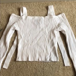 long sleeve white crop top